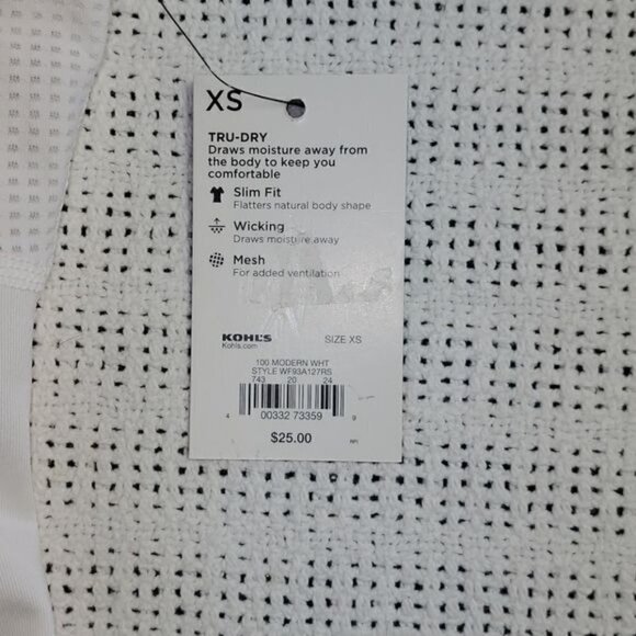 Fila Sport SlimFit Wicking Mesh Vented Short Sleeve White Athletic Sz. XS Shirt - Picture 7 of 9